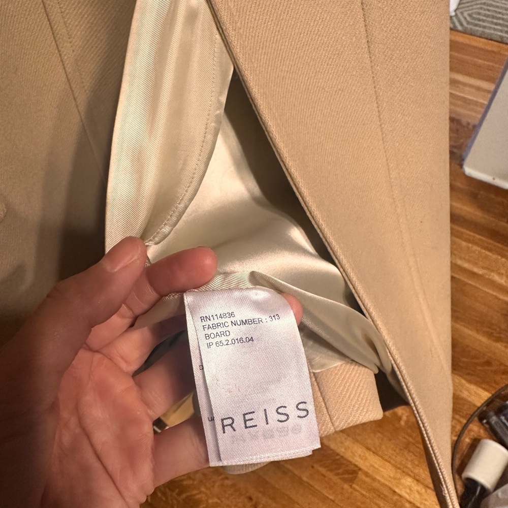 Reiss Camel Double-Breasted wool big collar Coat mid length Peacoat - Picture 7 of 12